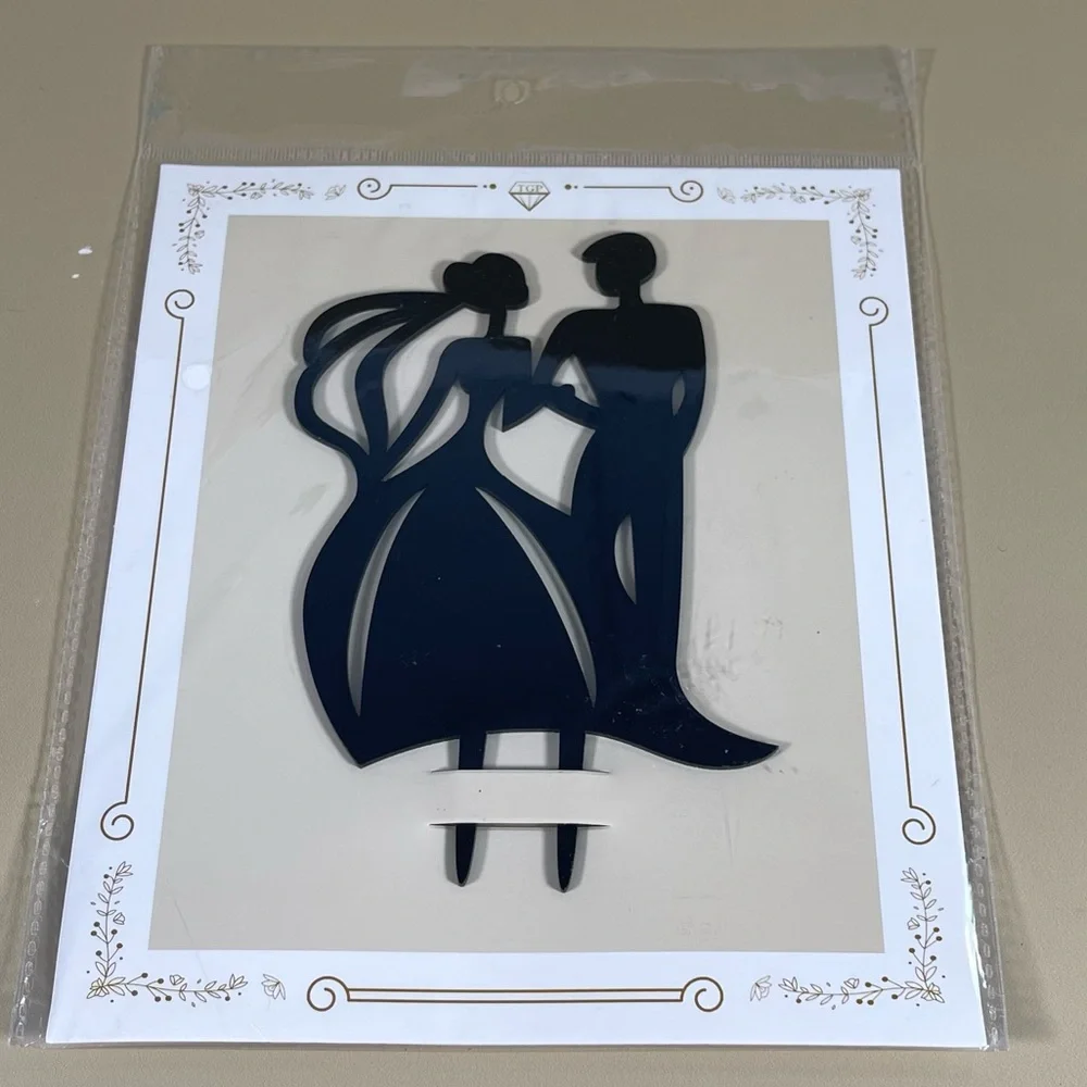 NWT Bride and Groom Silhouette Acrylic Cake Topper